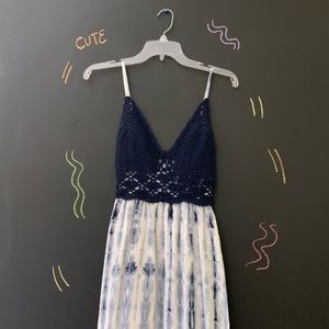 Navy Tie Dyed Maxi Dress